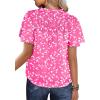 imageSHEWIN Womens Casual V Neck Floral Print Smocked Short Sleeve Chiffon Blouses Bohemian Top ShirtsRose