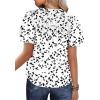 imageSHEWIN Womens Casual V Neck Floral Print Smocked Short Sleeve Chiffon Blouses Bohemian Top ShirtsWhite
