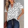 imageSHEWIN Womens Casual V Neck Floral Print Smocked Short Sleeve Chiffon Blouses Bohemian Top ShirtsWhite