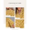 imageSHEWIN Womens Casual V Neck Floral Print Smocked Short Sleeve Chiffon Blouses Bohemian Top ShirtsYellow
