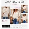 imageSHEWIN Womens Casual V Neck Loose 34 Bell Sleeve Chiffon Blouse Shirt Pleated Flowy Tunic TopsA Beige
