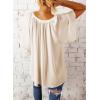 imageSHEWIN Womens Casual V Neck Loose 34 Bell Sleeve Chiffon Blouse Shirt Pleated Flowy Tunic TopsA Beige