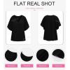imageSHEWIN Womens Casual V Neck Loose 34 Bell Sleeve Chiffon Blouse Shirt Pleated Flowy Tunic TopsA Black