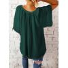 imageSHEWIN Womens Casual V Neck Loose 34 Bell Sleeve Chiffon Blouse Shirt Pleated Flowy Tunic TopsA Green