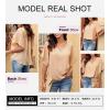 imageSHEWIN Womens Casual V Neck Loose 34 Bell Sleeve Chiffon Blouse Shirt Pleated Flowy Tunic TopsAz Apricot