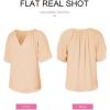 imageSHEWIN Womens Casual V Neck Loose 34 Bell Sleeve Chiffon Blouse Shirt Pleated Flowy Tunic TopsAz Apricot