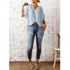 imageSHEWIN Womens Casual V Neck Loose 34 Bell Sleeve Chiffon Blouse Shirt Pleated Flowy Tunic TopsAz Blue