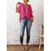 imageSHEWIN Womens Casual V Neck Loose 34 Bell Sleeve Chiffon Blouse Shirt Pleated Flowy Tunic TopsAz Hot Pink