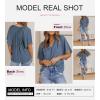 imageSHEWIN Womens Casual V Neck Loose 34 Bell Sleeve Chiffon Blouse Shirt Pleated Flowy Tunic TopsAz Light Blue