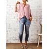 imageSHEWIN Womens Casual V Neck Loose 34 Bell Sleeve Chiffon Blouse Shirt Pleated Flowy Tunic TopsAz Pink