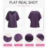 imageSHEWIN Womens Casual V Neck Loose 34 Bell Sleeve Chiffon Blouse Shirt Pleated Flowy Tunic TopsAz Purple