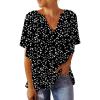 imageSHEWIN Womens Casual V Neck Loose 34 Bell Sleeve Chiffon Blouse Shirt Pleated Flowy Tunic TopsC Floral Black