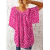 imageSHEWIN Womens Casual V Neck Loose 34 Bell Sleeve Chiffon Blouse Shirt Pleated Flowy Tunic TopsC Floral Pink