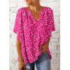 imageSHEWIN Womens Casual V Neck Loose 34 Bell Sleeve Chiffon Blouse Shirt Pleated Flowy Tunic TopsC Floral Pink