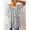 imageSHEWIN Womens Casual V Neck Loose 34 Bell Sleeve Chiffon Blouse Shirt Pleated Flowy Tunic TopsC Floral White