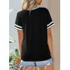 imageSHEWIN Womens Fashion Casual Crewneck Color Block T Shirts Short Sleeve Summer Tops Tees Slim FitBlack