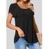 imageSHEWIN Womens Petal Short Sleeve Tunic Tops Pleated Square Neck Blouses Dressy Casual Loose ShirtsB Black