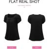 imageSHEWIN Womens Petal Short Sleeve Tunic Tops Pleated Square Neck Blouses Dressy Casual Loose ShirtsB Black