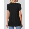 imageSHEWIN Womens Petal Short Sleeve Tunic Tops Pleated Square Neck Blouses Dressy Casual Loose ShirtsB Black