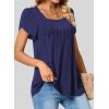 imageSHEWIN Womens Petal Short Sleeve Tunic Tops Pleated Square Neck Blouses Dressy Casual Loose ShirtsB Blue