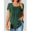 imageSHEWIN Womens Petal Short Sleeve Tunic Tops Pleated Square Neck Blouses Dressy Casual Loose ShirtsB Green