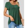 imageSHEWIN Womens Petal Short Sleeve Tunic Tops Pleated Square Neck Blouses Dressy Casual Loose ShirtsB Green