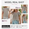 imageSHEWIN Womens Petal Short Sleeve Tunic Tops Pleated Square Neck Blouses Dressy Casual Loose ShirtsB Grey