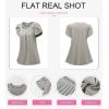 imageSHEWIN Womens Petal Short Sleeve Tunic Tops Pleated Square Neck Blouses Dressy Casual Loose ShirtsB Grey