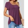 imageSHEWIN Womens Petal Short Sleeve Tunic Tops Pleated Square Neck Blouses Dressy Casual Loose ShirtsB Purple