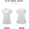 imageSHEWIN Womens Petal Short Sleeve Tunic Tops Pleated Square Neck Blouses Dressy Casual Loose ShirtsB White