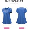 imageSHEWIN Womens Petal Short Sleeve Tunic Tops Pleated Square Neck Blouses Dressy Casual Loose ShirtsC Deep Blue