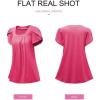 imageSHEWIN Womens Petal Short Sleeve Tunic Tops Pleated Square Neck Blouses Dressy Casual Loose ShirtsC Hot Pink