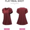 imageSHEWIN Womens Petal Short Sleeve Tunic Tops Pleated Square Neck Blouses Dressy Casual Loose ShirtsC Red