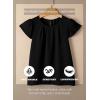 imageSHEWIN Womens Summer Tops Casual Round Neck Pleated Ruffle Short Sleeve Keyhole Back Chiffon Blouses ShirtsB Black