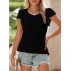 imageSHEWIN Womens Summer Tops Casual Round Neck Pleated Ruffle Short Sleeve Keyhole Back Chiffon Blouses ShirtsB Black