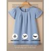 imageSHEWIN Womens Summer Tops Casual Round Neck Pleated Ruffle Short Sleeve Keyhole Back Chiffon Blouses ShirtsB Blue