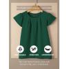 imageSHEWIN Womens Summer Tops Casual Round Neck Pleated Ruffle Short Sleeve Keyhole Back Chiffon Blouses ShirtsB Green