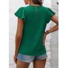 imageSHEWIN Womens Summer Tops Casual Round Neck Pleated Ruffle Short Sleeve Keyhole Back Chiffon Blouses ShirtsB Green