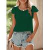 imageSHEWIN Womens Summer Tops Casual Round Neck Pleated Ruffle Short Sleeve Keyhole Back Chiffon Blouses ShirtsB Green