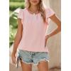imageSHEWIN Womens Summer Tops Casual Round Neck Pleated Ruffle Short Sleeve Keyhole Back Chiffon Blouses ShirtsB Pink