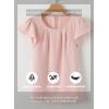 imageSHEWIN Womens Summer Tops Casual Round Neck Pleated Ruffle Short Sleeve Keyhole Back Chiffon Blouses ShirtsB Pink