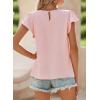 imageSHEWIN Womens Summer Tops Casual Round Neck Pleated Ruffle Short Sleeve Keyhole Back Chiffon Blouses ShirtsB Pink