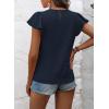 imageSHEWIN Womens Summer Tops Casual Round Neck Pleated Ruffle Short Sleeve Keyhole Back Chiffon Blouses ShirtsB Sail Blue