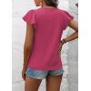 imageSHEWIN Womens Summer Tops Casual Round Neck Pleated Ruffle Short Sleeve Keyhole Back Chiffon Blouses ShirtsB Strawberry Pink