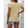 imageSHEWIN Womens Summer Tops Casual Round Neck Pleated Ruffle Short Sleeve Keyhole Back Chiffon Blouses ShirtsB Yellow