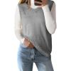 imageSHEWIN Womens Sweater Vest V Neck Lightweight Knit Sleeveless Crochet Pullover Sweaters TopsB Gray