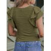 imageSHEWIN Womens Tops Casual Crewneck Ruffle Short Sleeve T Shirts Slim Fit Dressy BlousesB Army Green