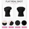 imageSHEWIN Womens Tops Casual Crewneck Ruffle Short Sleeve T Shirts Slim Fit Dressy BlousesB Black