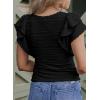 imageSHEWIN Womens Tops Casual Crewneck Ruffle Short Sleeve T Shirts Slim Fit Dressy BlousesB Black