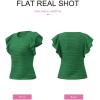 imageSHEWIN Womens Tops Casual Crewneck Ruffle Short Sleeve T Shirts Slim Fit Dressy BlousesB Green
